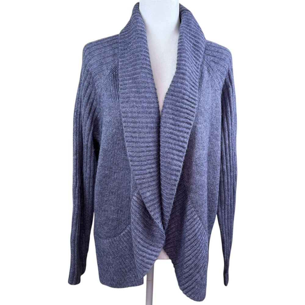 Chico’s Cardigan Sweater Purple Size 3 XL 16/18 Open Front Wool Mohair NEW $99